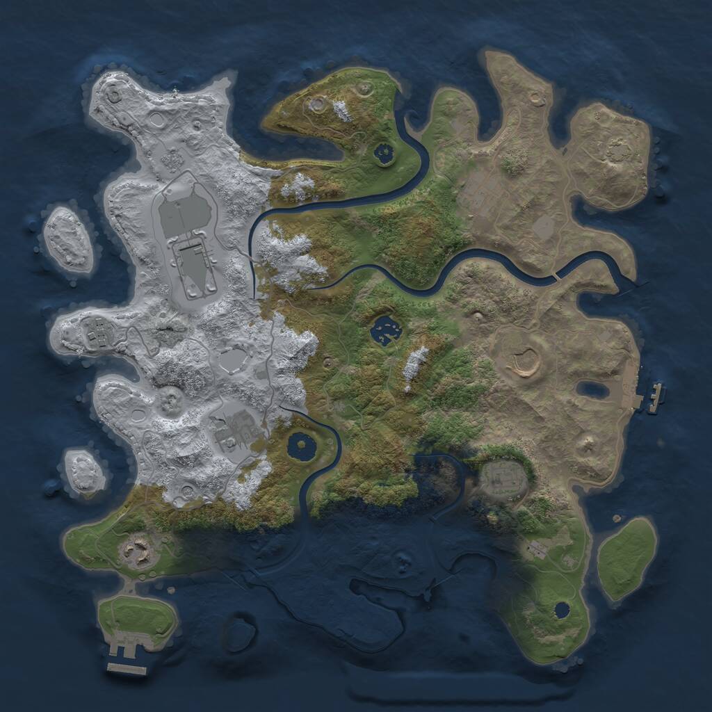 Rust Map: Procedural Map, Size: 3700, Seed: 579255661, 14 Monuments