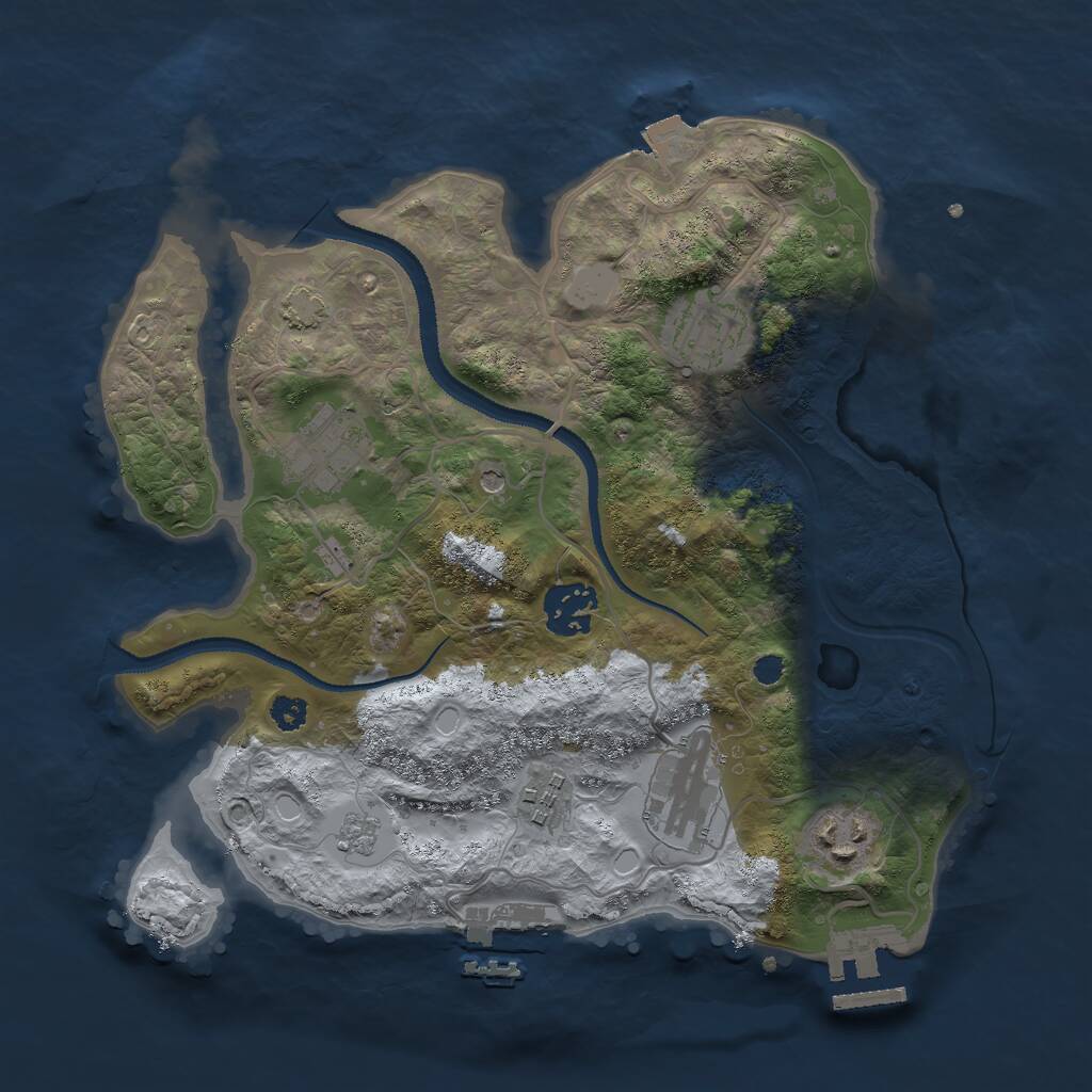Rust Map: Procedural Map, Size: 3000, Seed: 390778080, 12 Monuments
