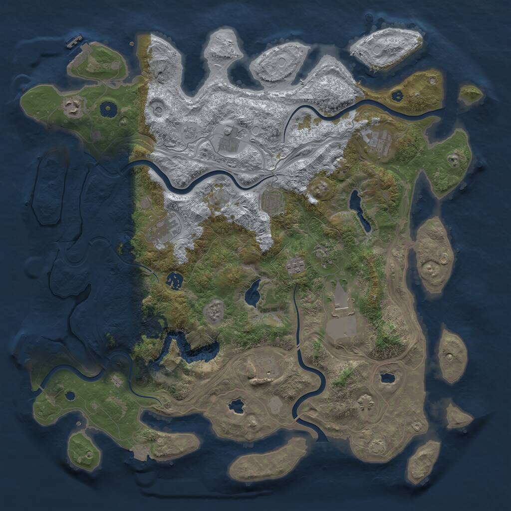 Rust Map: Procedural Map, Size: 4500, Seed: 260058821, 16 Monuments