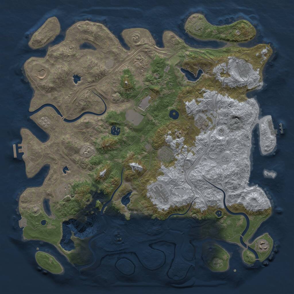 Rust Map: Procedural Map, Size: 4500, Seed: 348254583, 17 Monuments