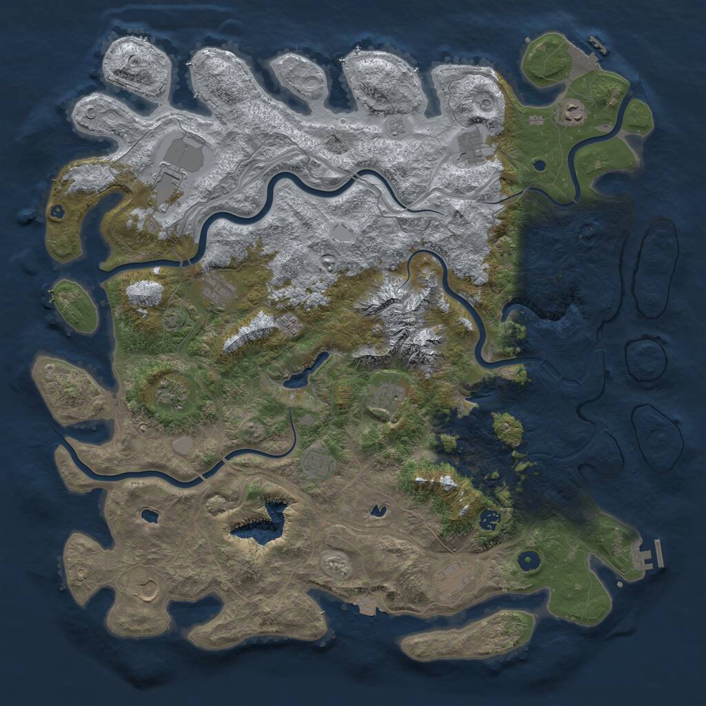 Rust Map: Procedural Map, Size: 5000, Seed: 1042772326, 17 Monuments
