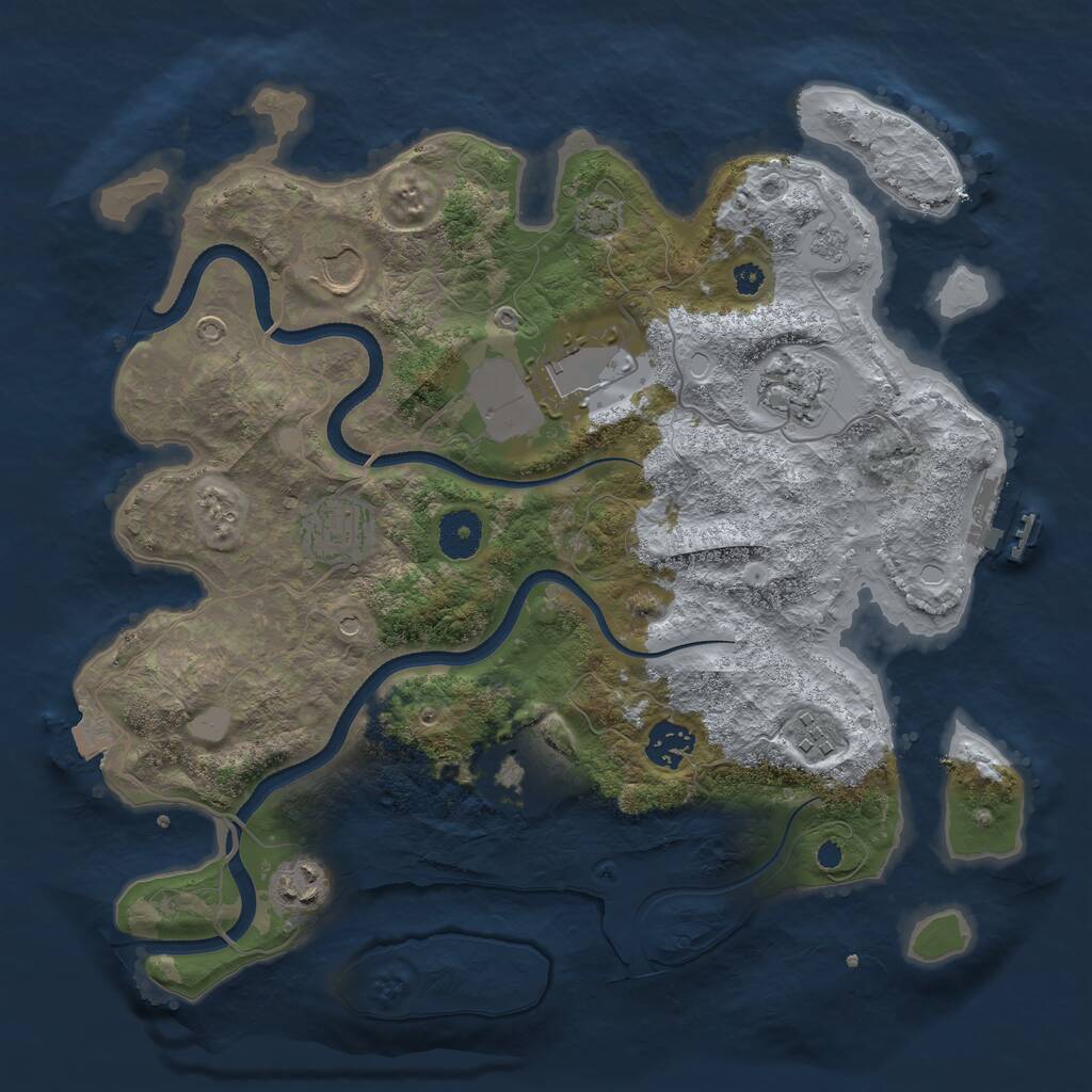 Rust Map: Procedural Map, Size: 3500, Seed: 1859420307, 13 Monuments