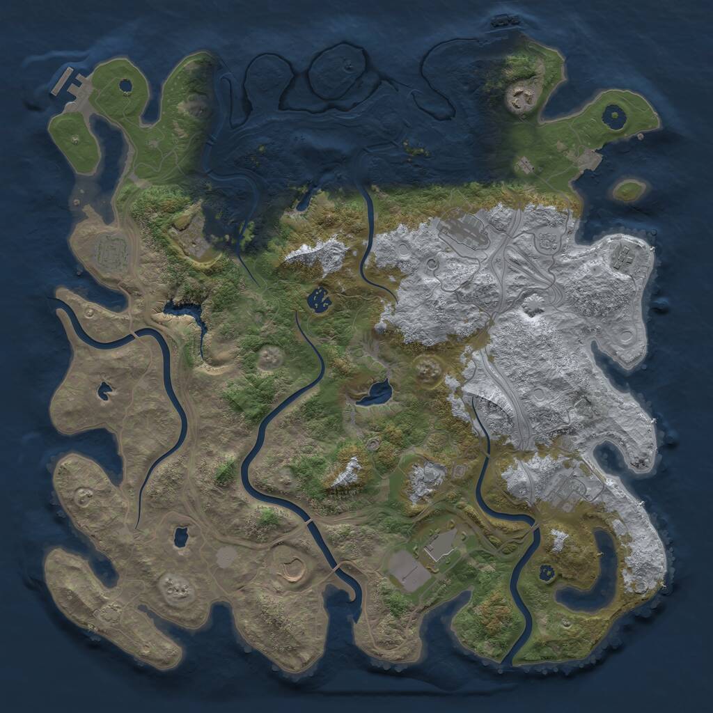 Rust Map: Procedural Map, Size: 4500, Seed: 338434222, 16 Monuments