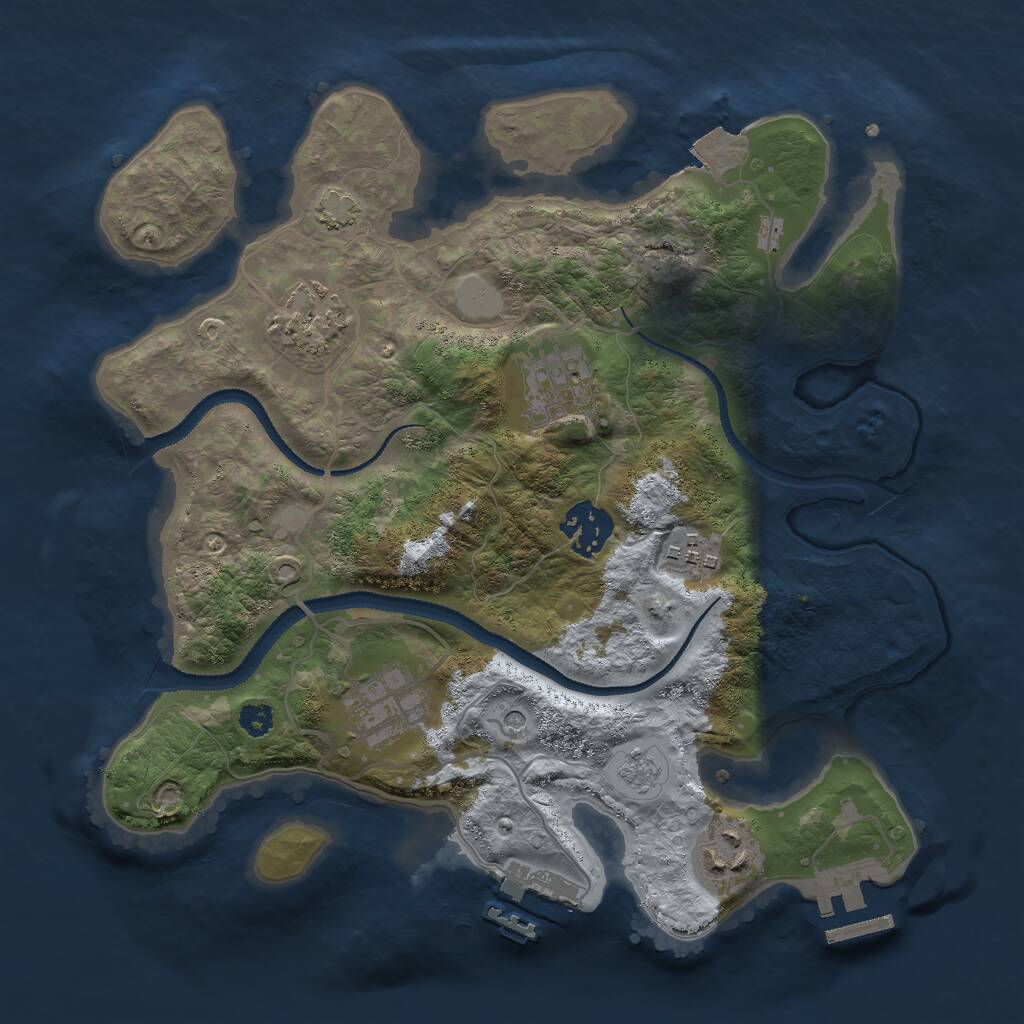 Rust Map: Procedural Map, Size: 3000, Seed: 1910481646, 12 Monuments