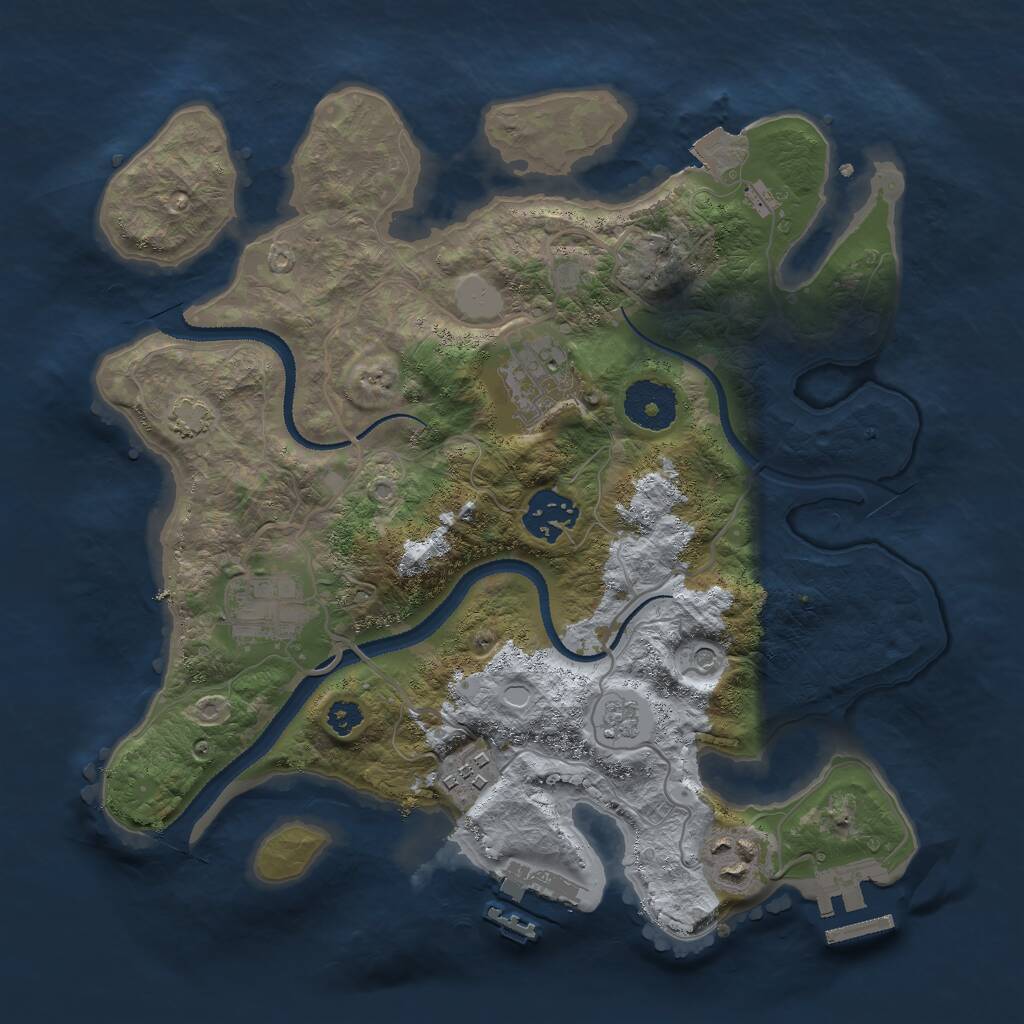 Rust Map: Procedural Map, Size: 3000, Seed: 1910481646, 11 Monuments