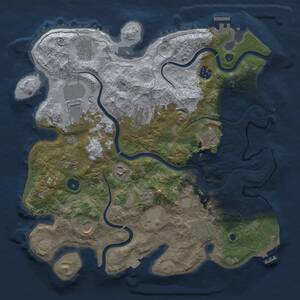 Thumbnail Rust Map: Procedural Map, Size: 3750, Seed: 9118, 17 Monuments