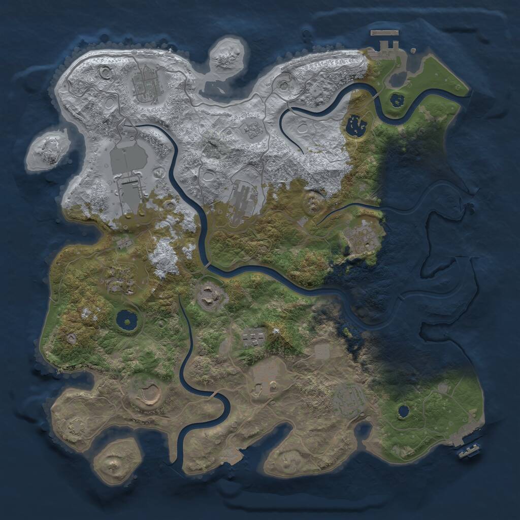 Rust Map: Procedural Map, Size: 3750, Seed: 9118, 17 Monuments