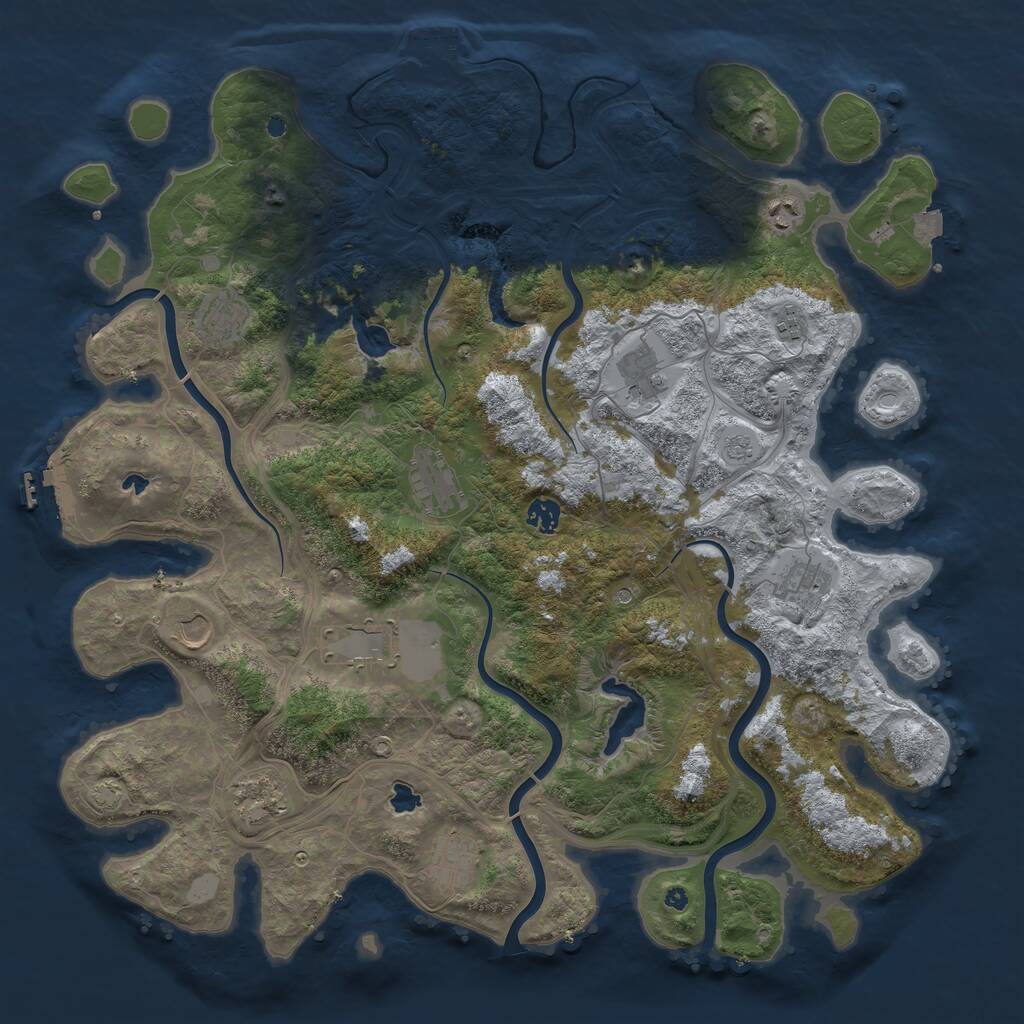 Rust Map: Procedural Map, Size: 4500, Seed: 387888385, 17 Monuments