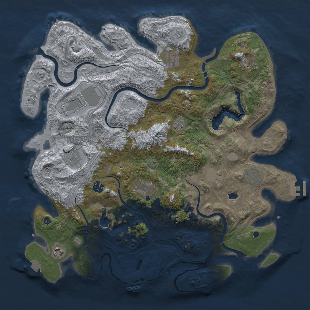 Rust Map: Procedural Map, Size: 4250, Seed: 1127488279, 16 Monuments