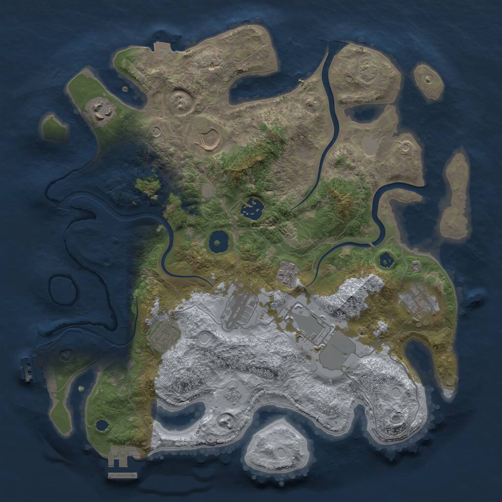 Rust Map: Procedural Map, Size: 3500, Seed: 975822846, 14 Monuments