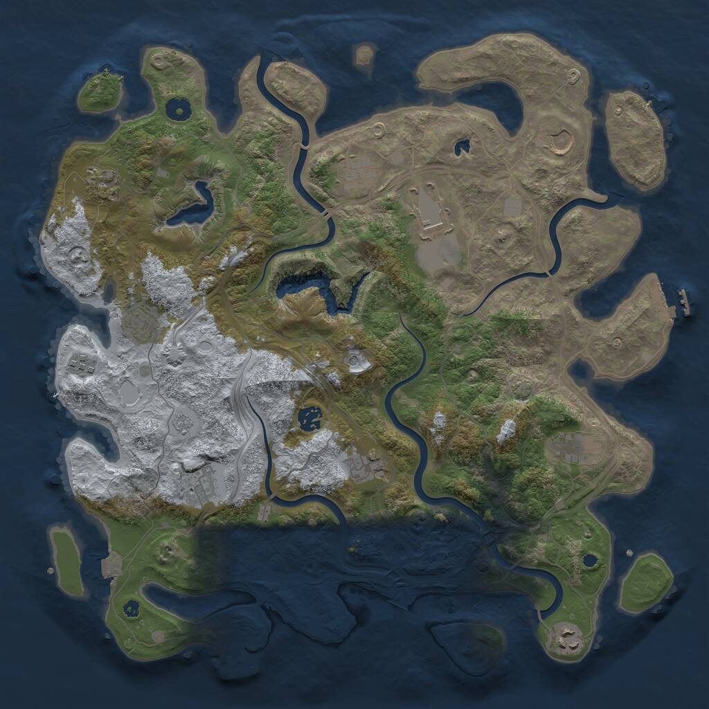 Rust Map: Procedural Map, Size: 4250, Seed: 1394388972, 17 Monuments