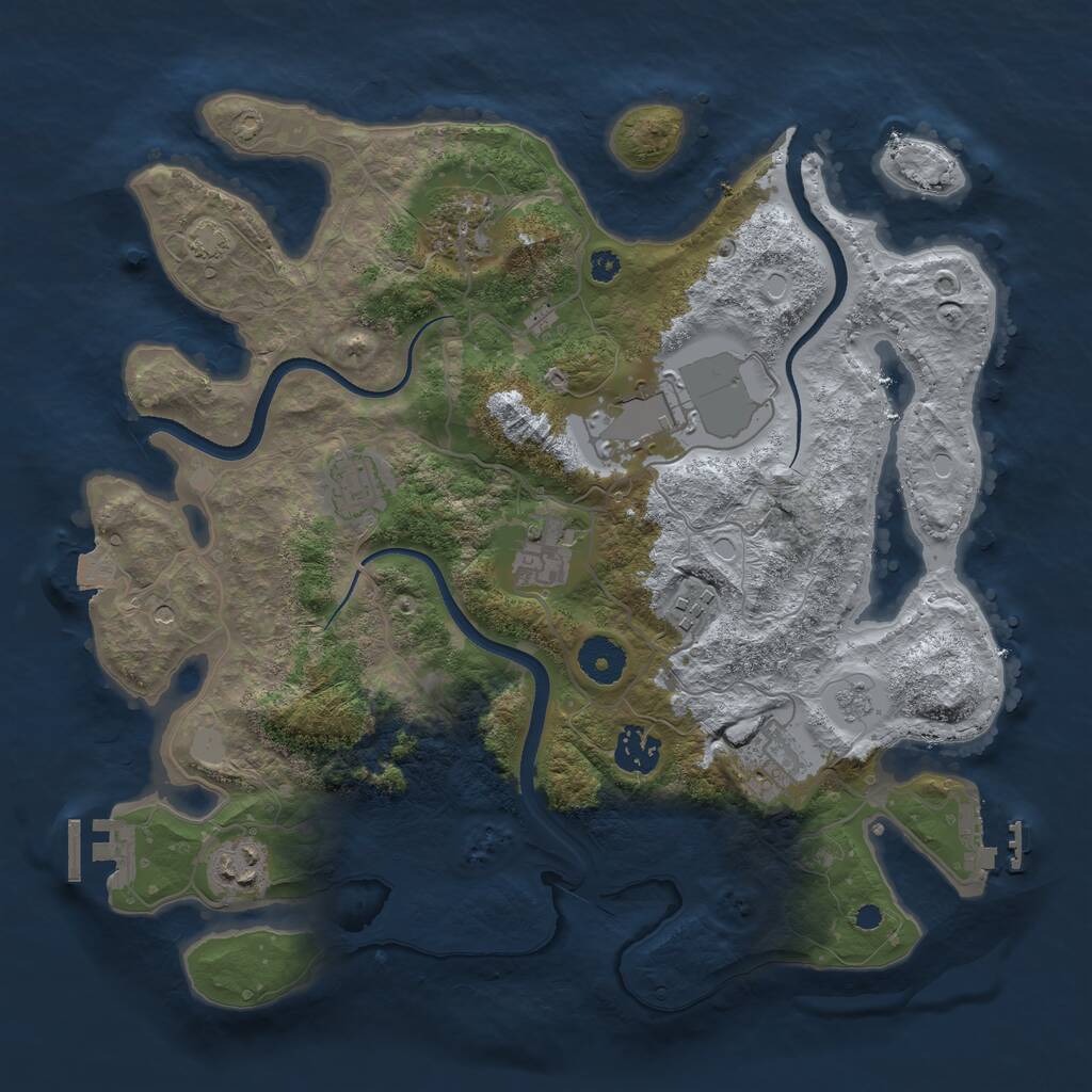 Rust Map: Procedural Map, Size: 3500, Seed: 901955582, 14 Monuments