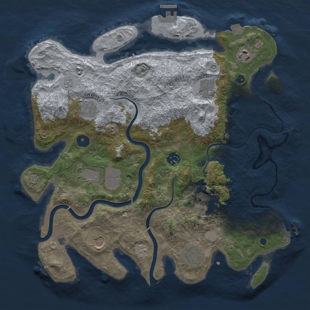 Rust Map: Procedural Map, Size: 3700, Seed: 1456249251, 15 Monuments