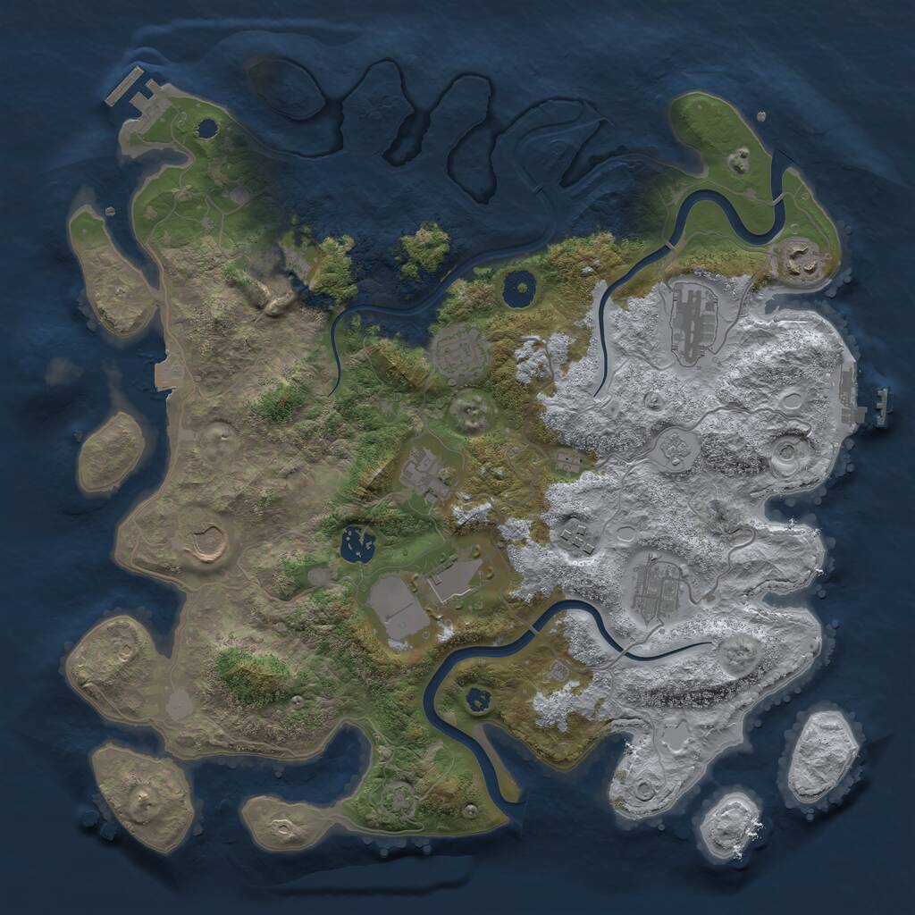 Rust Map: Procedural Map, Size: 3800, Seed: 1389329391, 16 Monuments