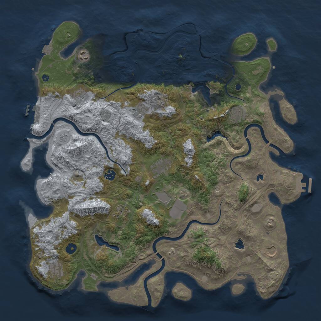 Rust Map: Procedural Map, Size: 4500, Seed: 239404693, 17 Monuments