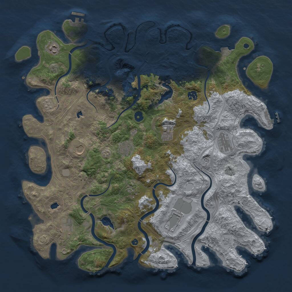 Rust Map: Procedural Map, Size: 4500, Seed: 1740557637, 16 Monuments