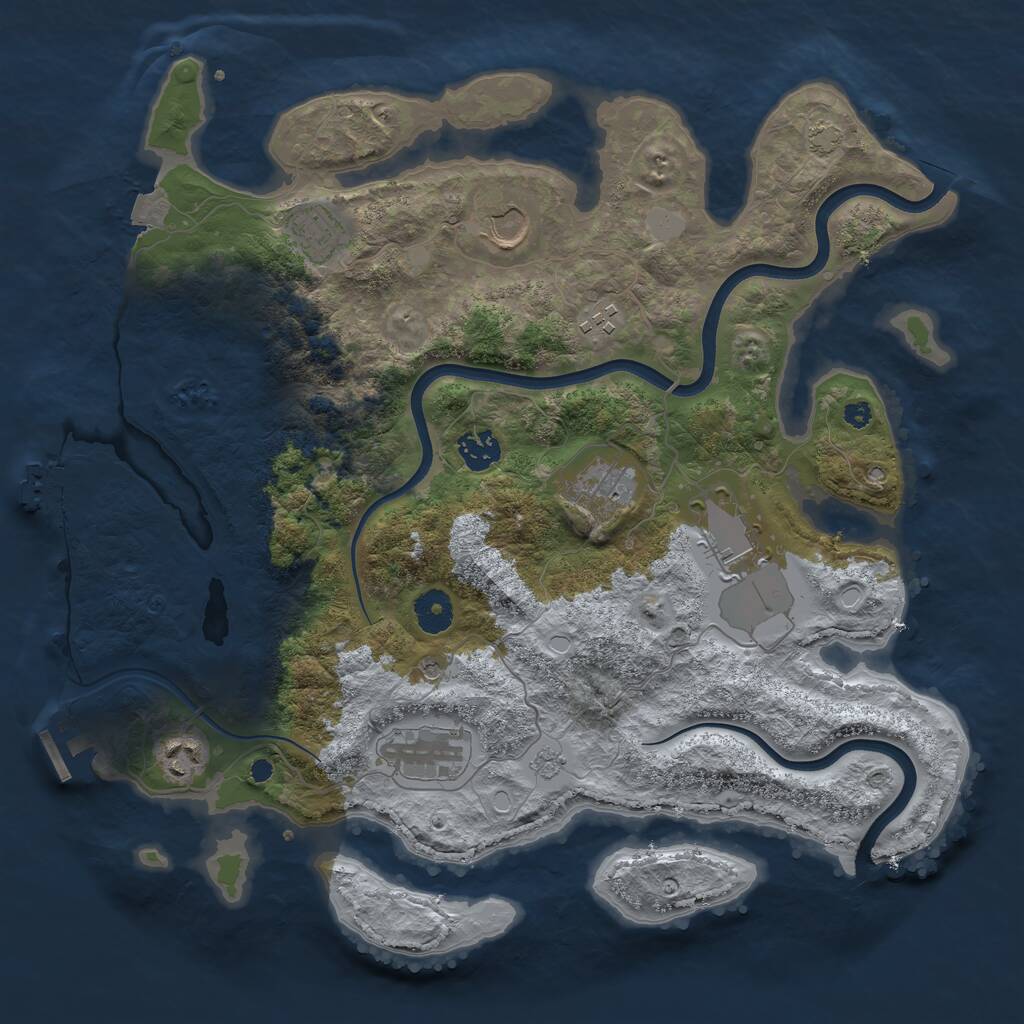Rust Map: Procedural Map, Size: 3750, Seed: 264731935, 14 Monuments