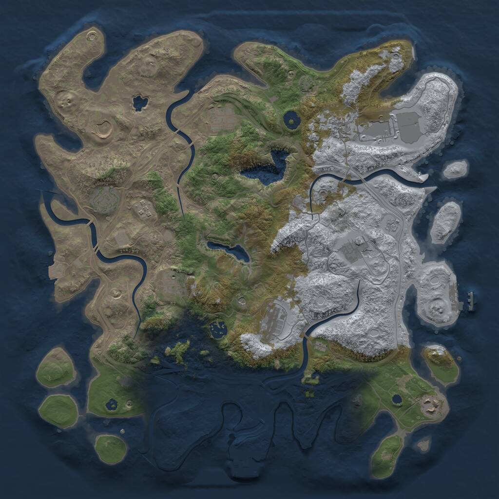 Rust Map: Procedural Map, Size: 4250, Seed: 1461770969, 17 Monuments