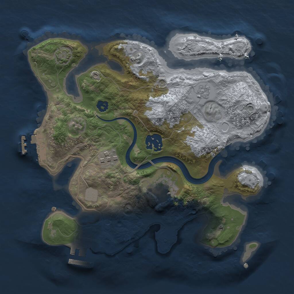 Rust Map: Procedural Map, Size: 2500, Seed: 41751980, 8 Monuments