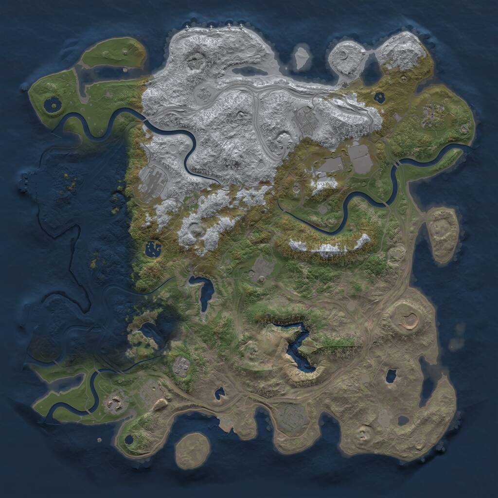 Rust Map: Procedural Map, Size: 4500, Seed: 1134055422, 17 Monuments