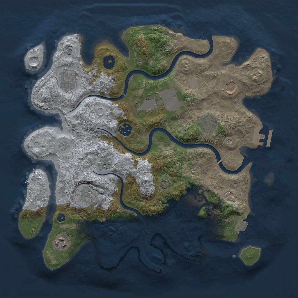 Rust Map: Procedural Map, Size: 3500, Seed: 1828208793, 14 Monuments