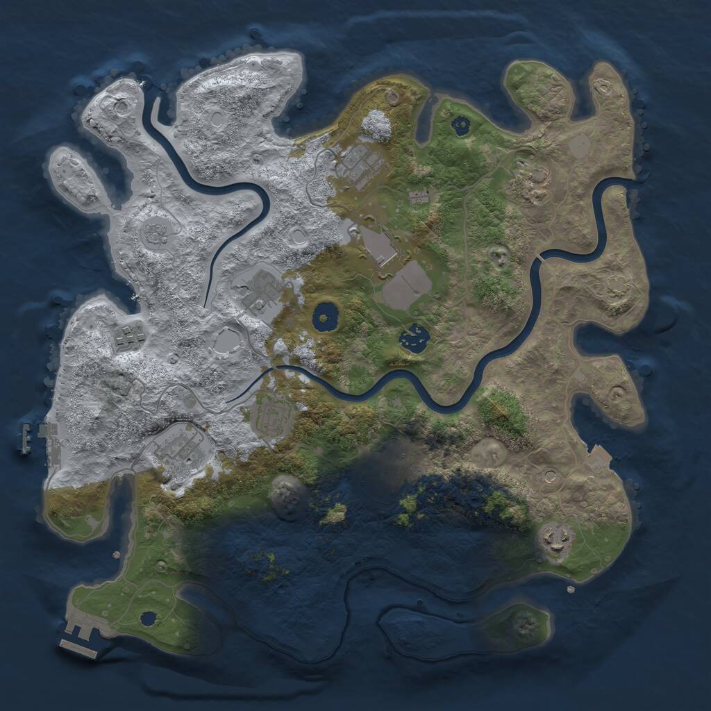 Rust Map: Procedural Map, Size: 3750, Seed: 1196719020, 16 Monuments