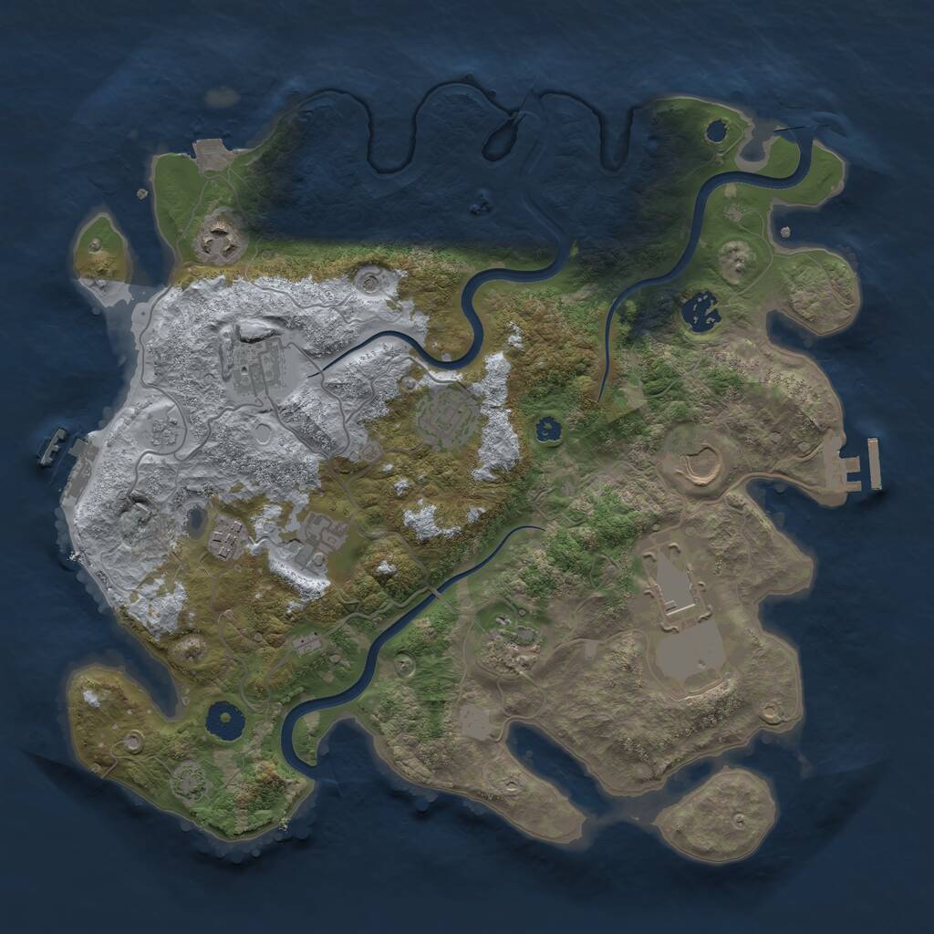 Rust Map: Procedural Map, Size: 3650, Seed: 85655, 15 Monuments
