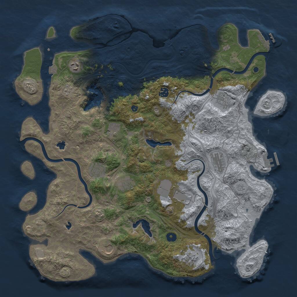 Rust Map: Procedural Map, Size: 4500, Seed: 1759577640, 17 Monuments