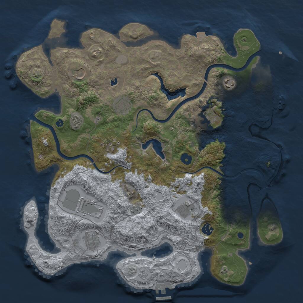 Rust Map: Procedural Map, Size: 4000, Seed: 102102025, 16 Monuments