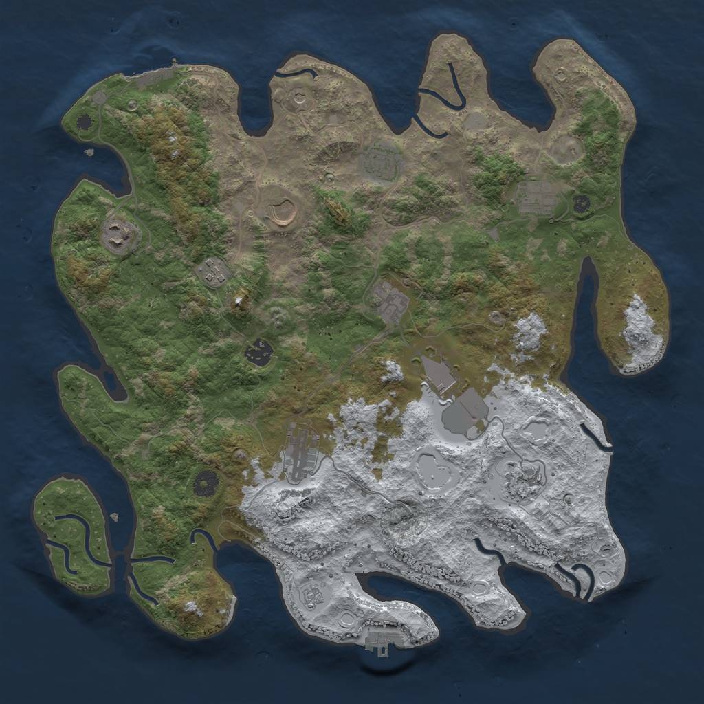 Rust Map: Procedural Map, Size: 3999, Seed: 666777, 19 Monuments