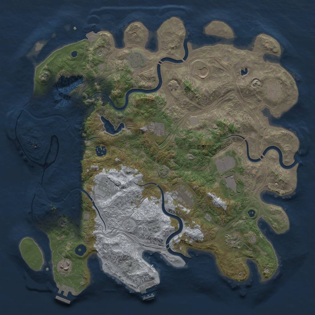 Rust Map: Procedural Map, Size: 4250, Seed: 222846556, 17 Monuments