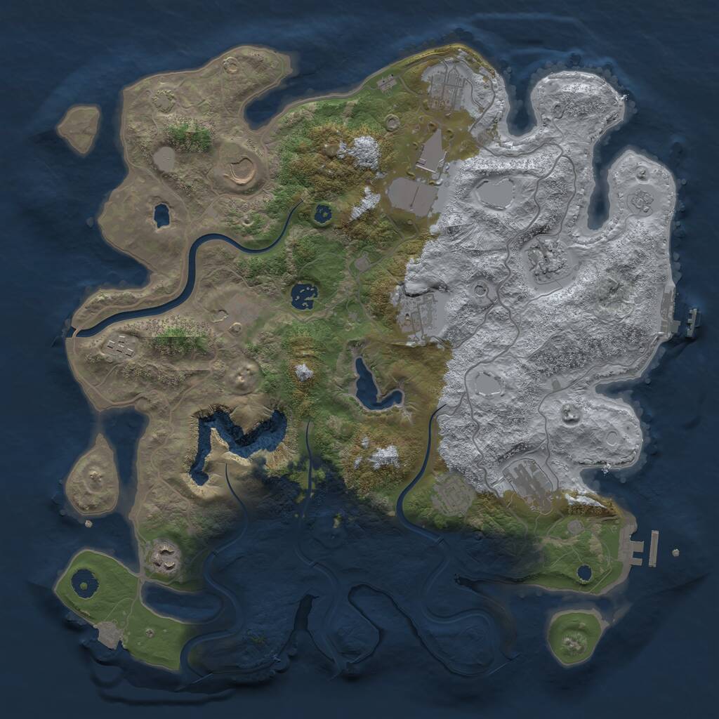 Rust Map: Procedural Map, Size: 4000, Seed: 1264604881, 17 Monuments