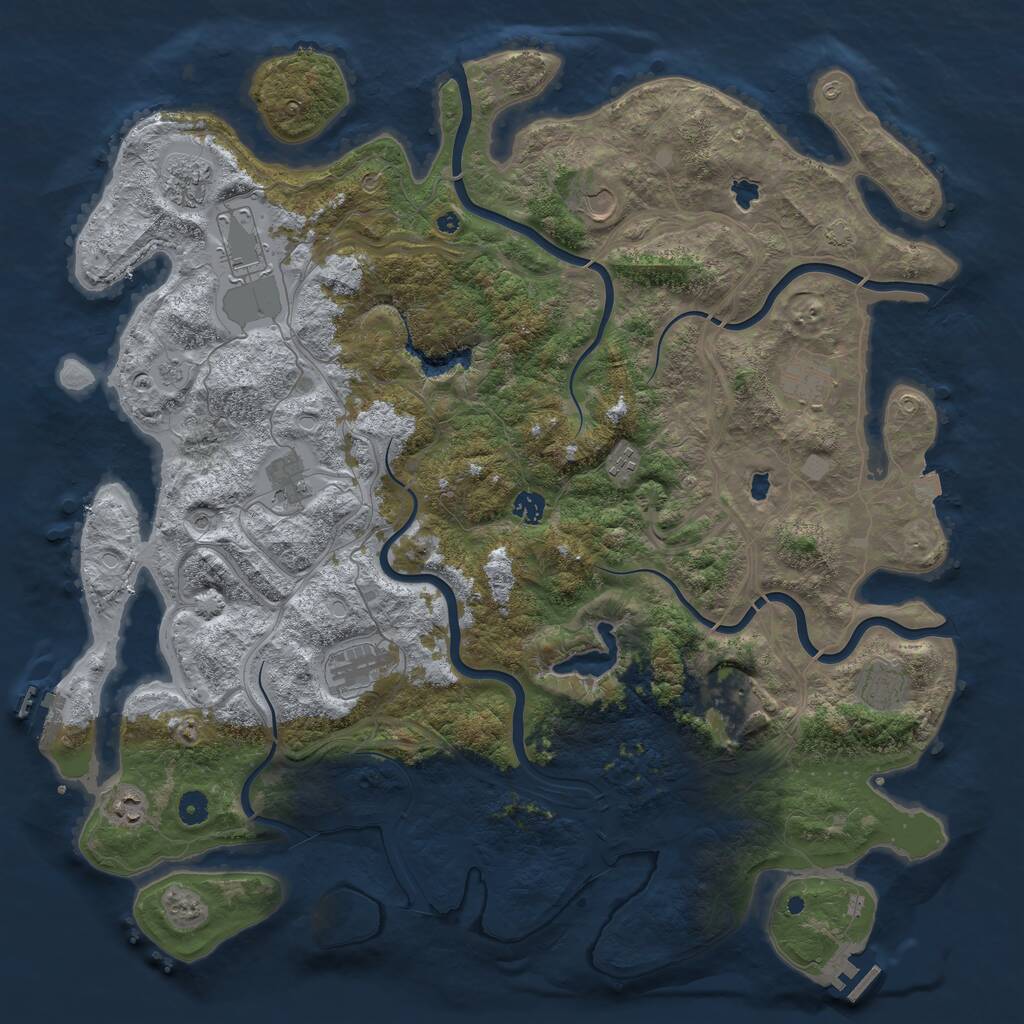 Rust Map: Procedural Map, Size: 4750, Seed: 418427131, 17 Monuments