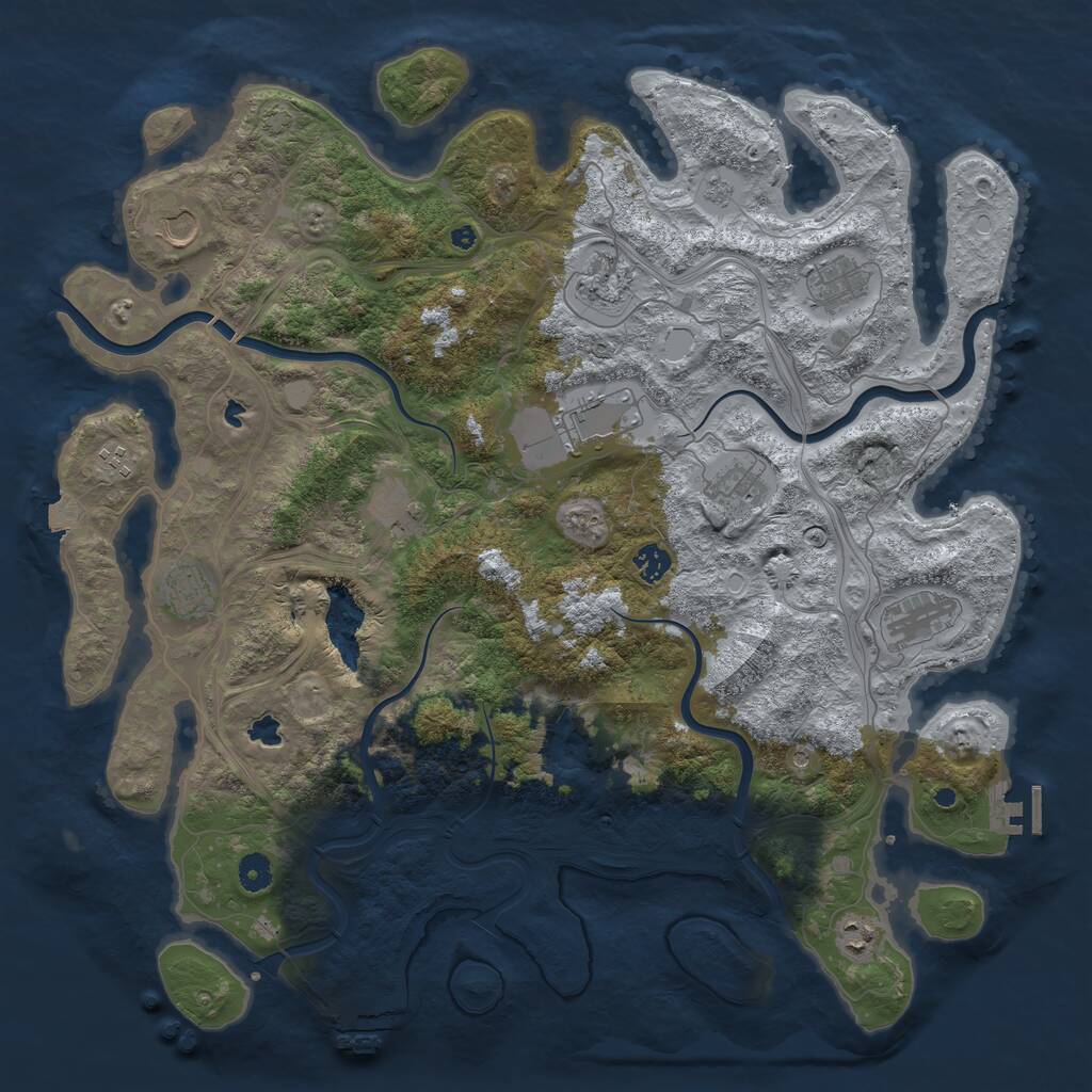Rust Map: Procedural Map, Size: 4500, Seed: 5563581, 17 Monuments