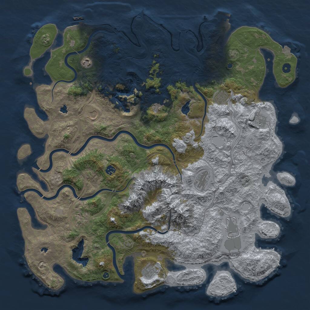 Rust Map: Procedural Map, Size: 5000, Seed: 54322129, 17 Monuments