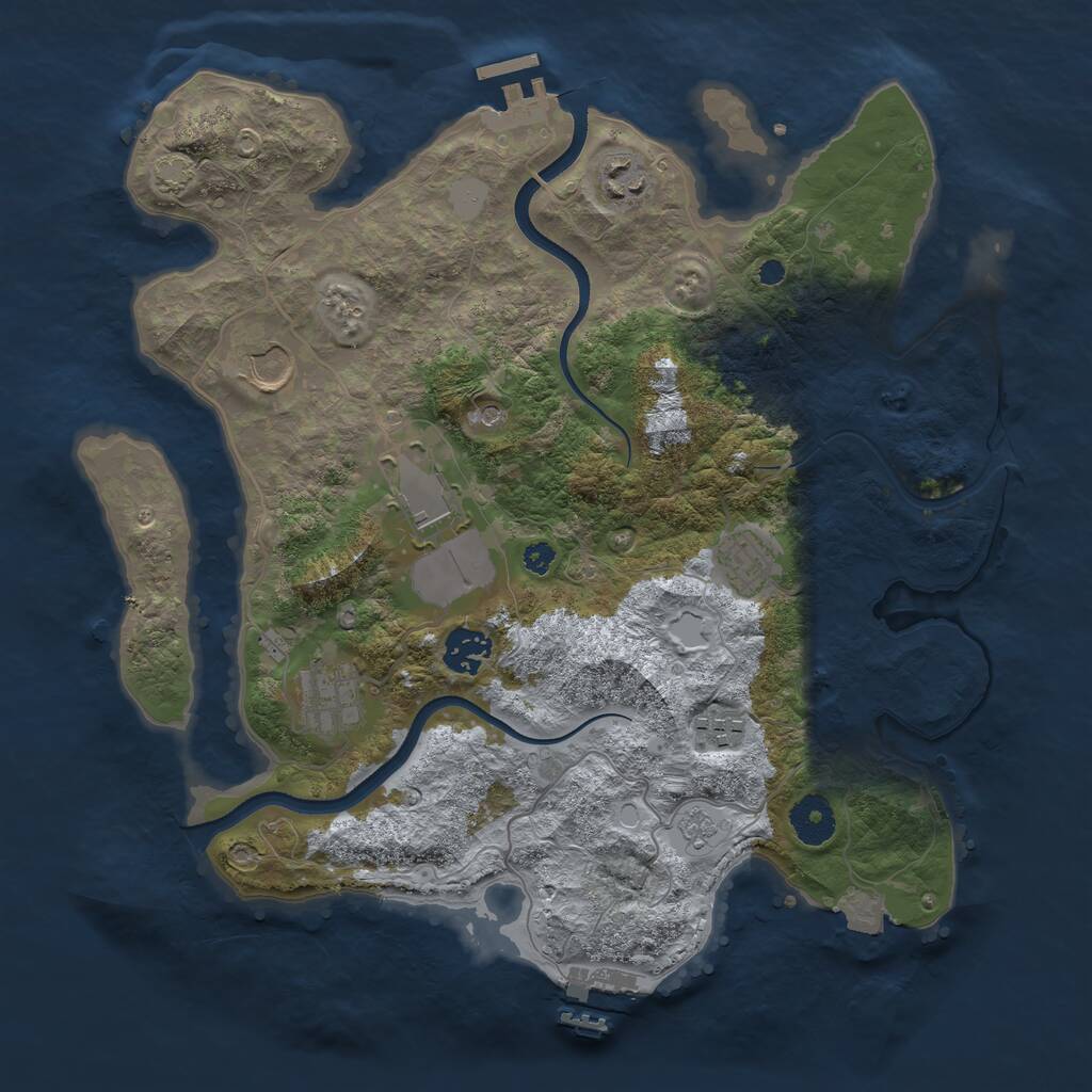 Rust Map: Procedural Map, Size: 3500, Seed: 1951762373, 13 Monuments