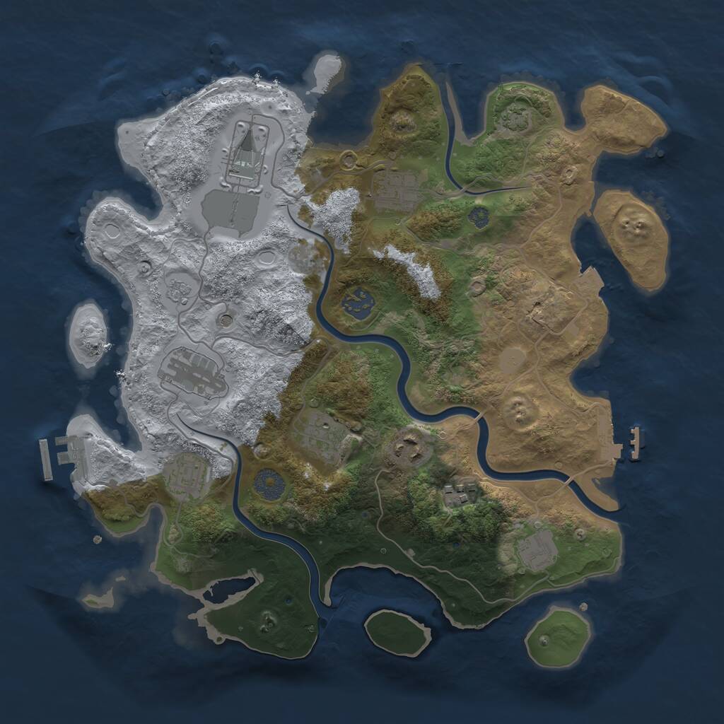 Rust Map: Procedural Map, Size: 3500, Seed: 496666200, 16 Monuments