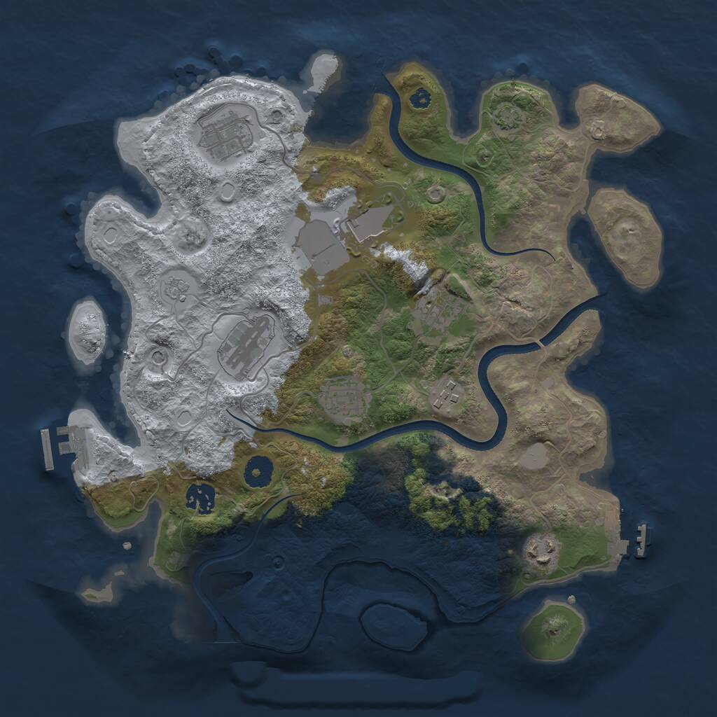 Rust Map: Procedural Map, Size: 3500, Seed: 496666200, 14 Monuments