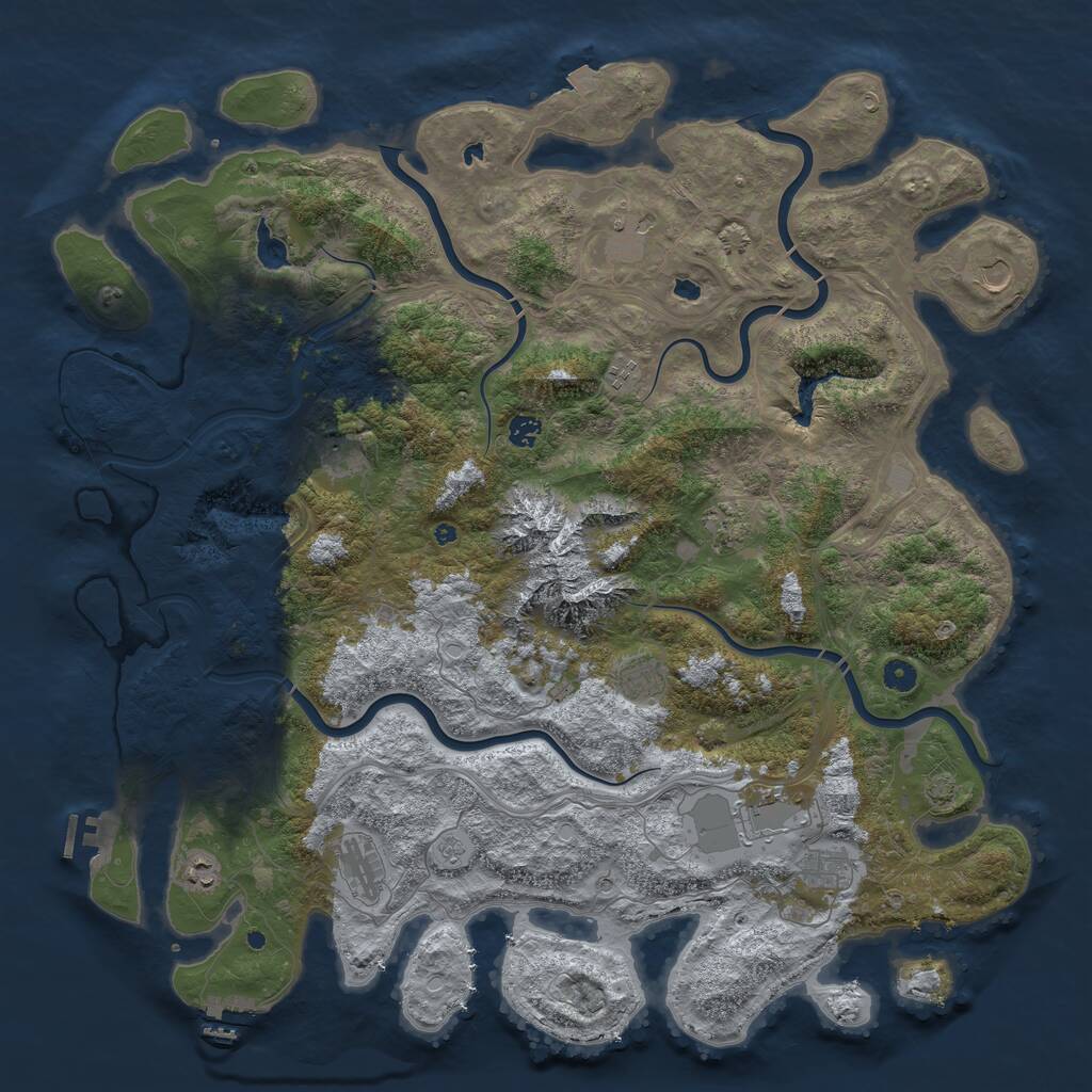 Rust Map: Procedural Map, Size: 5000, Seed: 516416667, 17 Monuments