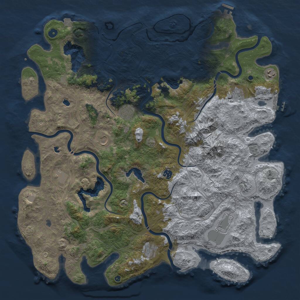 Rust Map: Procedural Map, Size: 5000, Seed: 1077604400, 16 Monuments