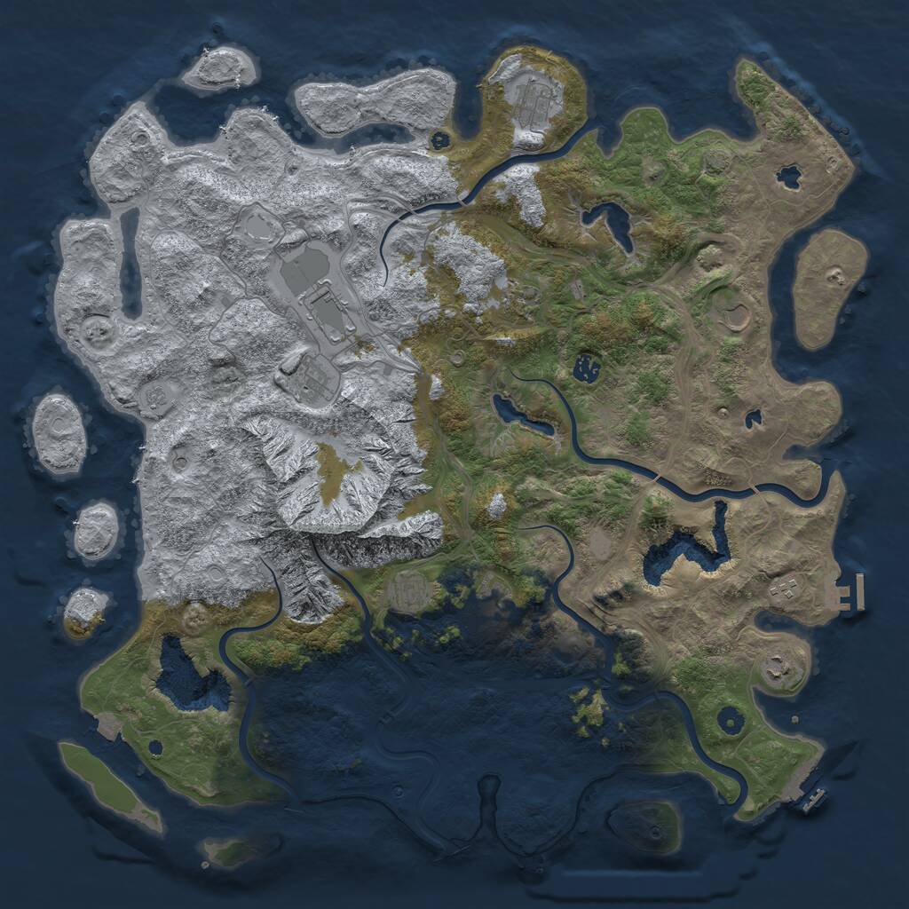 Rust Map: Procedural Map, Size: 5000, Seed: 5553000, 16 Monuments