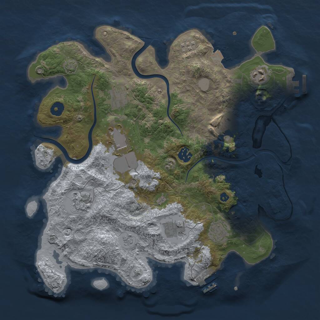 Rust Map: Procedural Map, Size: 3500, Seed: 497238431, 15 Monuments