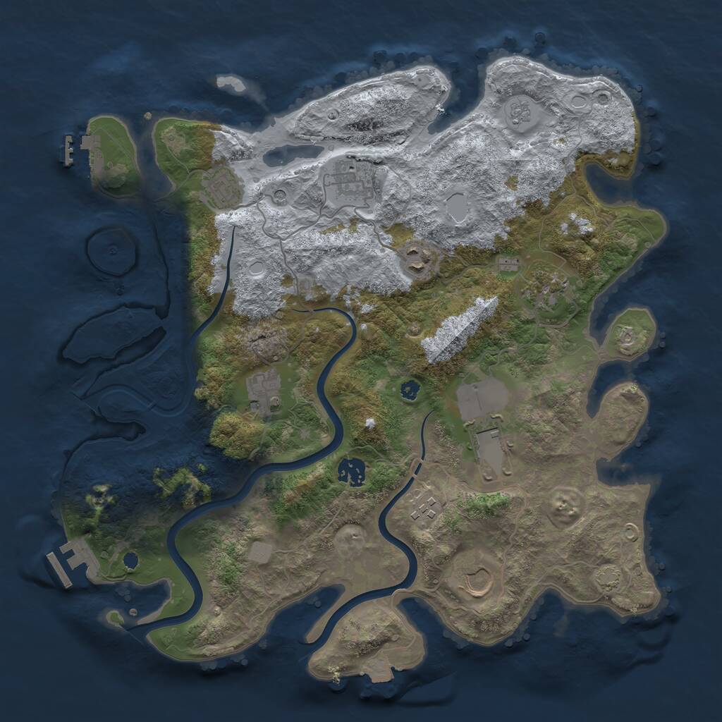 Rust Map: Procedural Map, Size: 3750, Seed: 1753497411, 15 Monuments