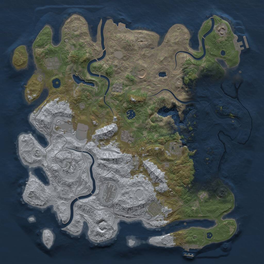 Rust Map: Procedural Map, Size: 4250, Seed: 4291, 17 Monuments