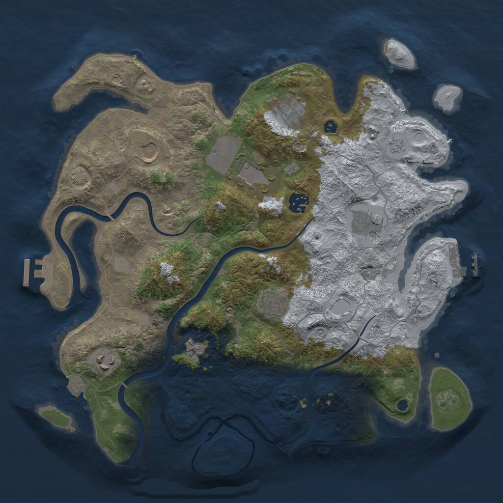 Rust Map: Procedural Map, Size: 3700, Seed: 829833185, 14 Monuments