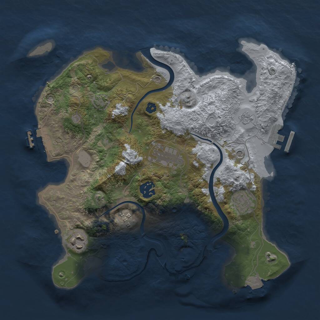 Rust Map: Procedural Map, Size: 3000, Seed: 883942403, 11 Monuments