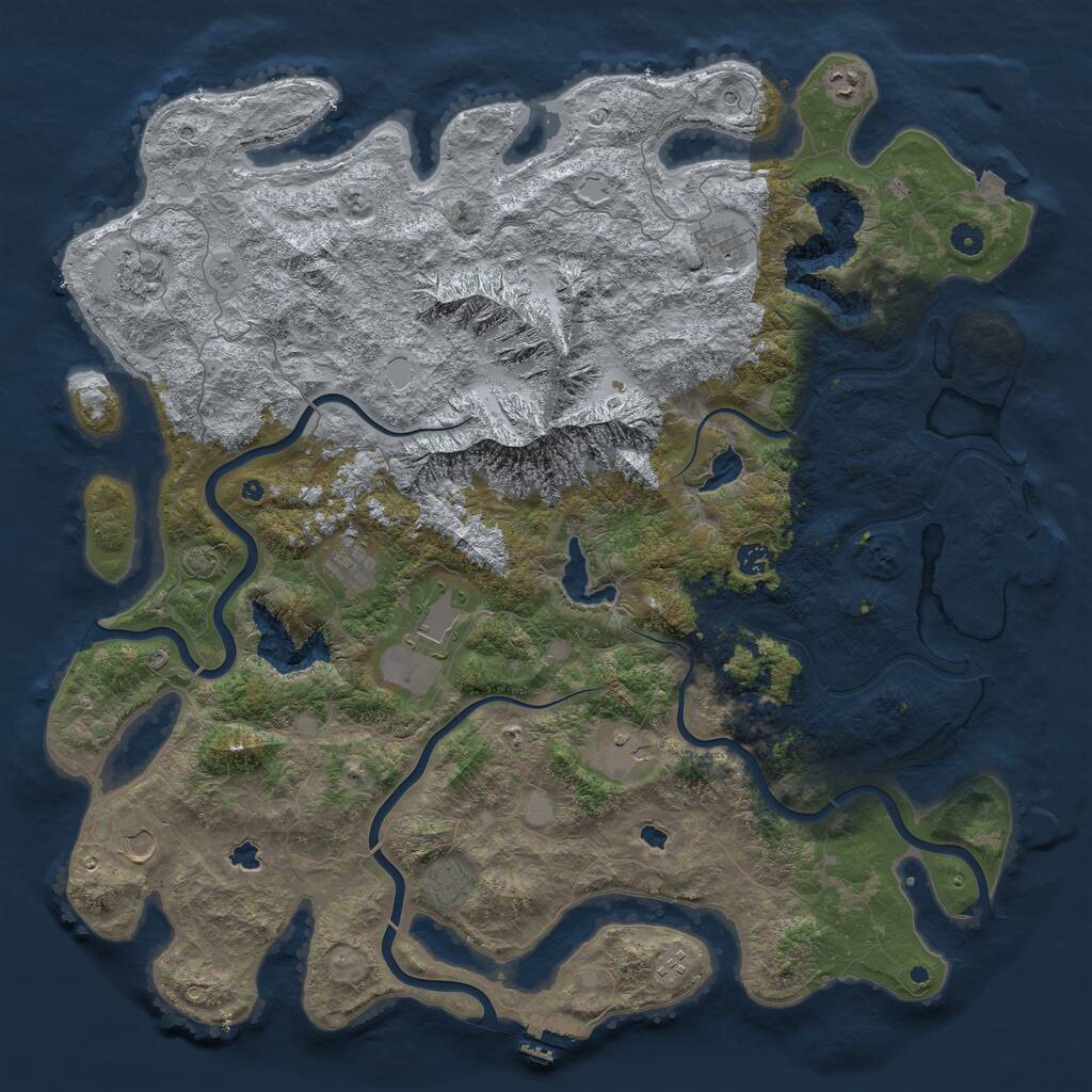 Rust Map: Procedural Map, Size: 5000, Seed: 2105057242, 16 Monuments