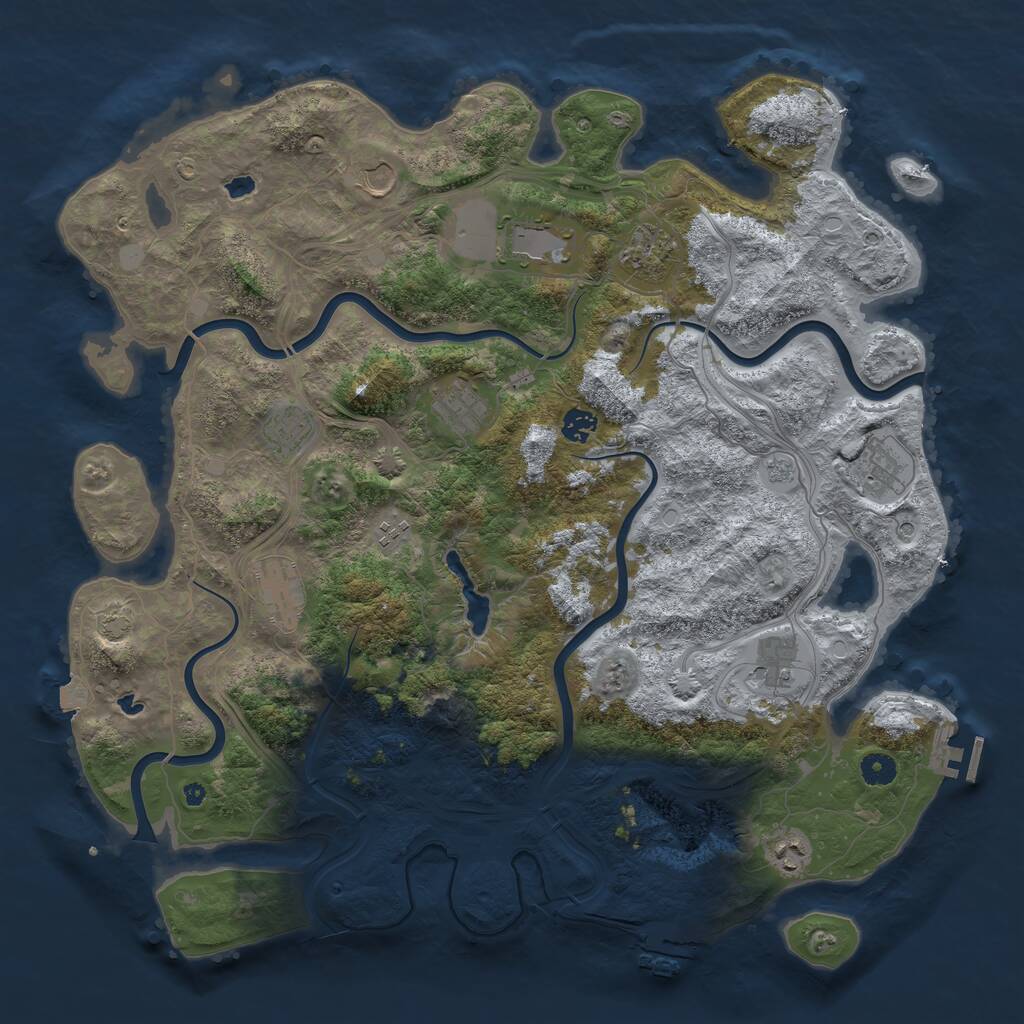 Rust Map: Procedural Map, Size: 4500, Seed: 876810930, 17 Monuments