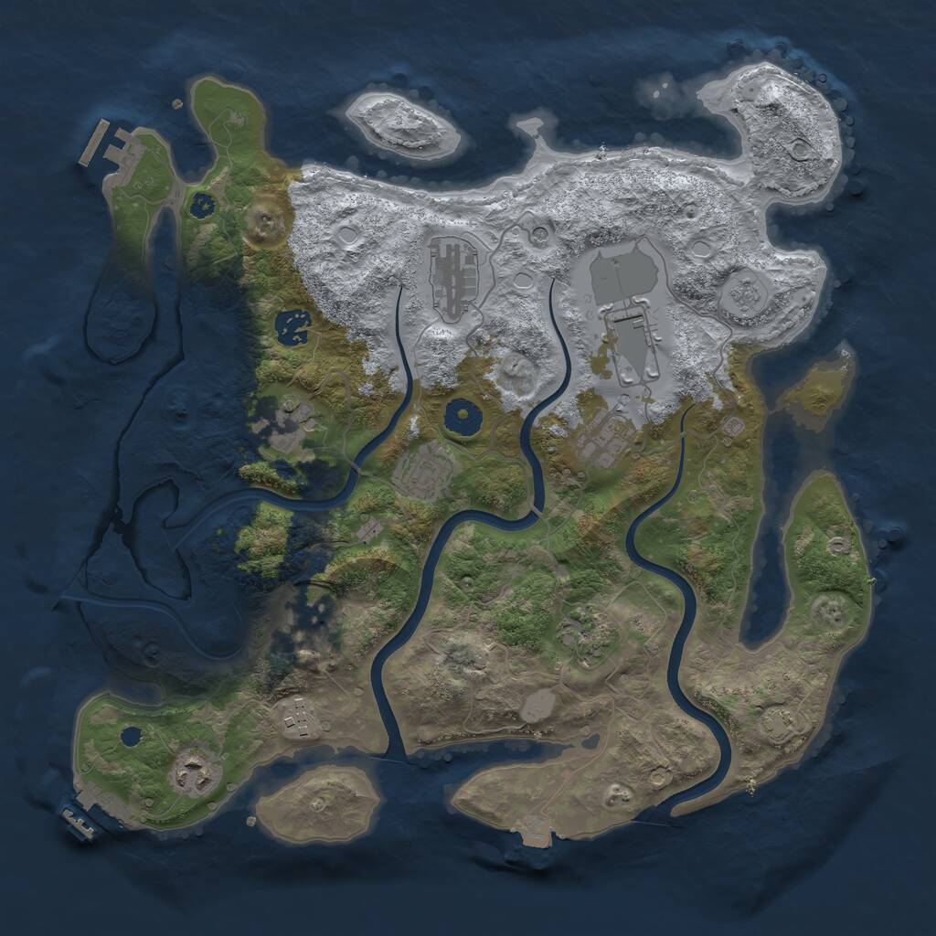 Rust Map: Procedural Map, Size: 3750, Seed: 313859983, 16 Monuments