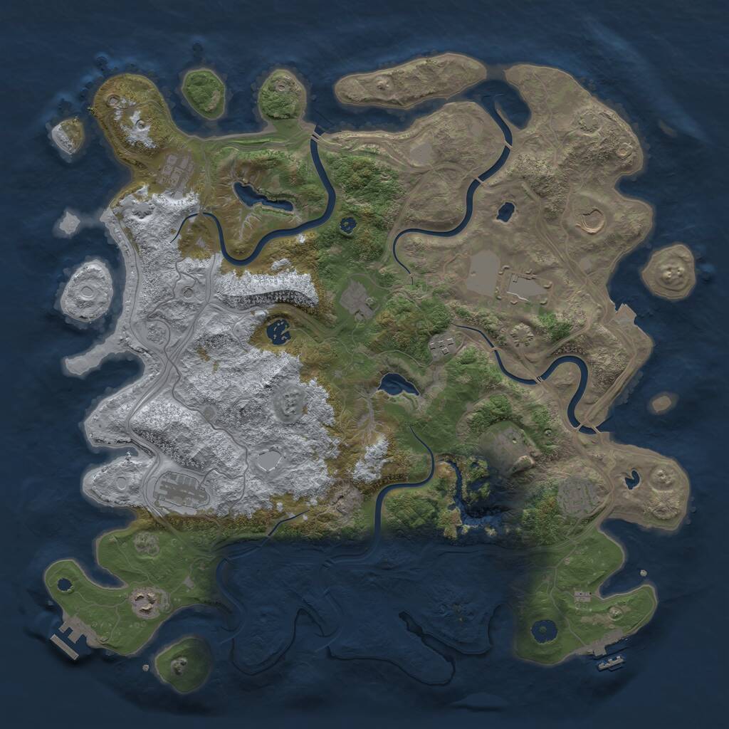 Rust Map: Procedural Map, Size: 4500, Seed: 246101543, 16 Monuments